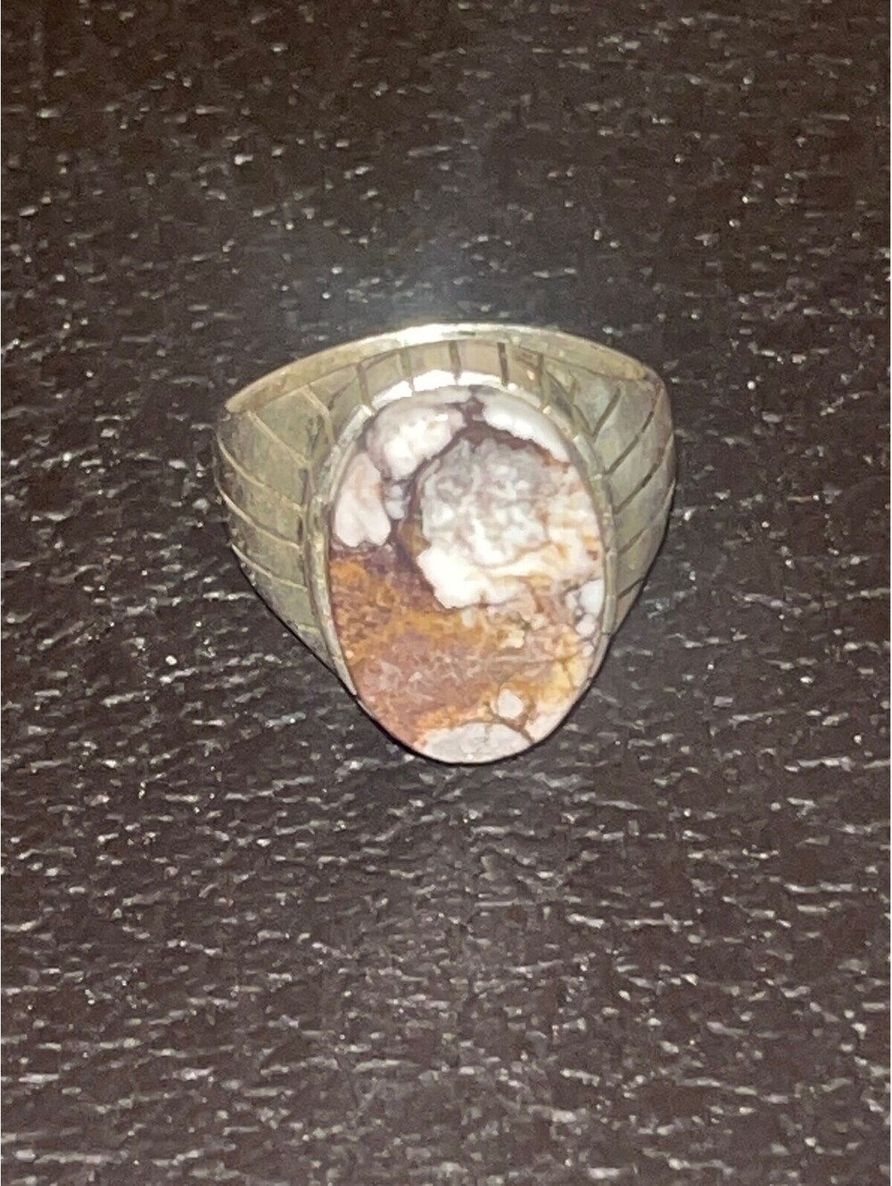 Navajo handmade wild horse sterling silver inlay ring size 11